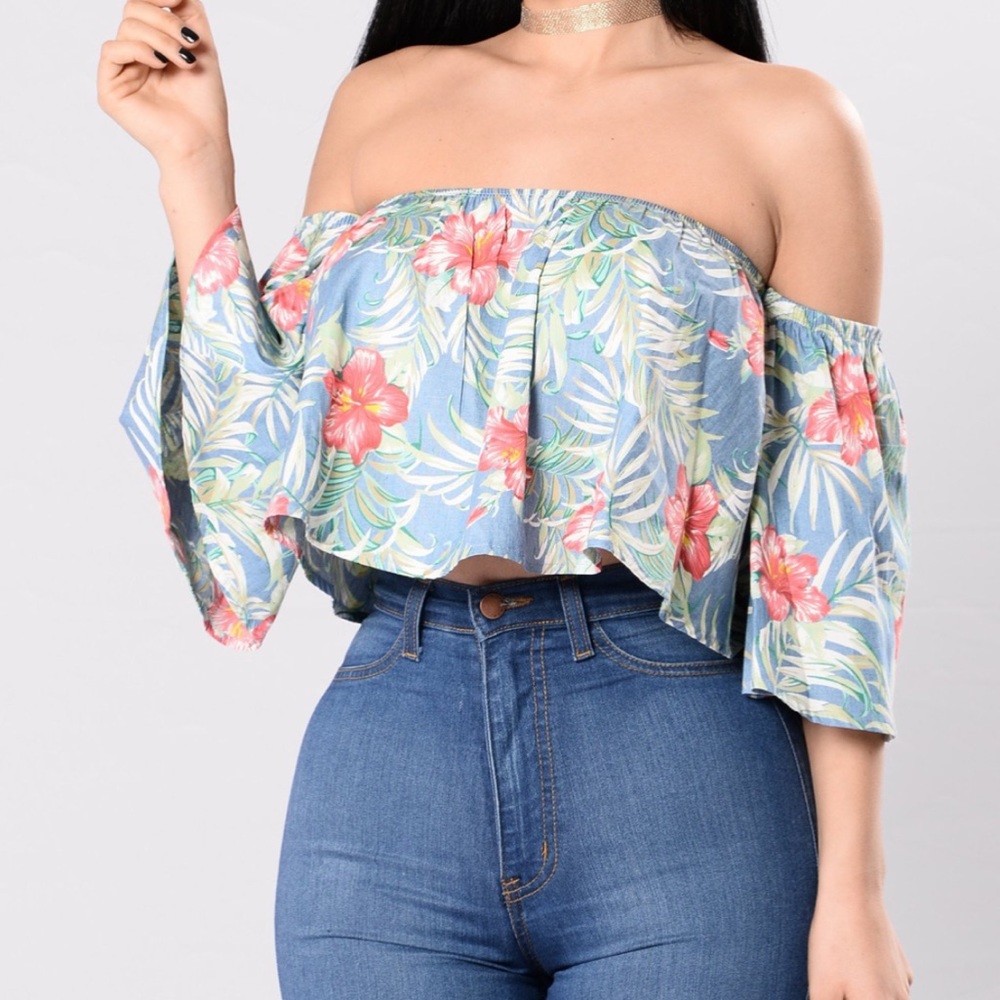 Floral off shoulder crop top